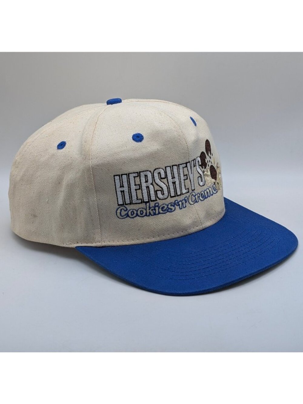 Hershey's Cookies 'n' Creme White Blue Snapback Hat Cap 90s Oreo Cream Hershey